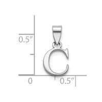 Sterling Silver Rhodium-plated Polished Block Initial -C- Pendant