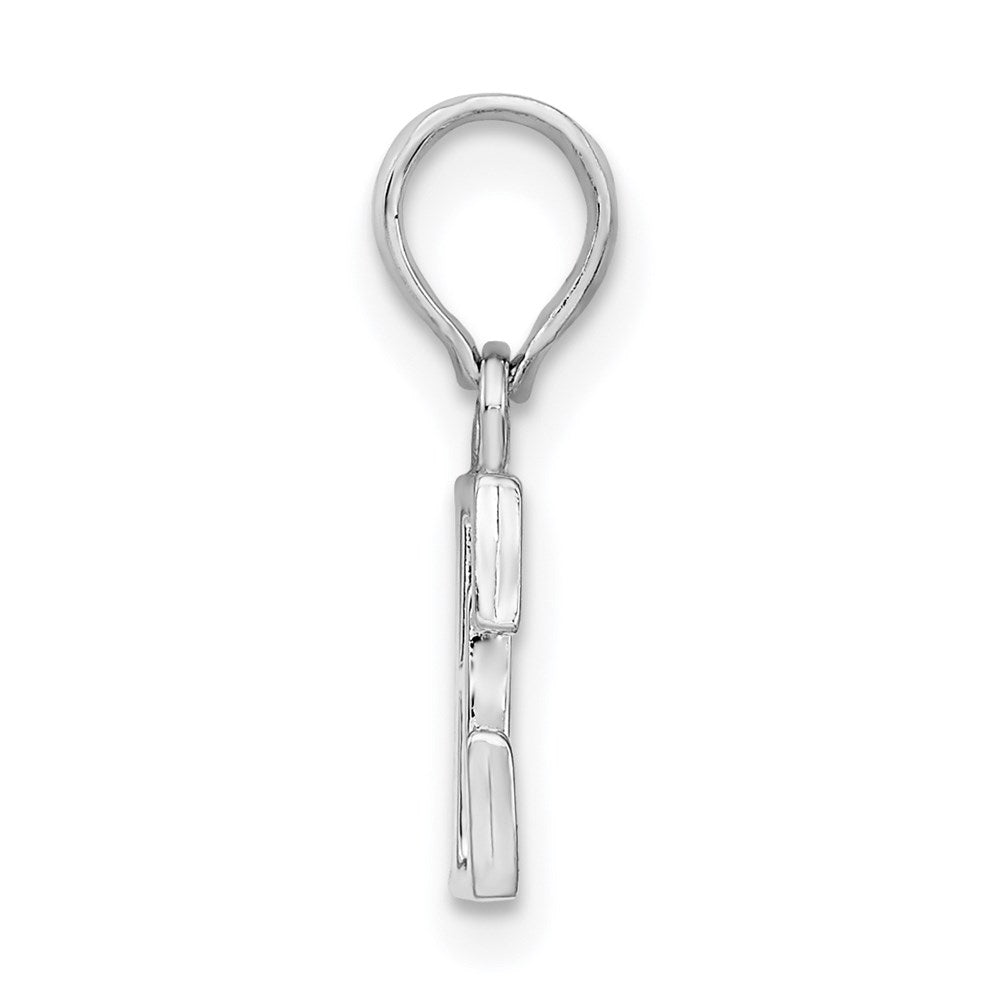 Sterling Silver Rhodium-plated Polished Block Initial -E- Pendant