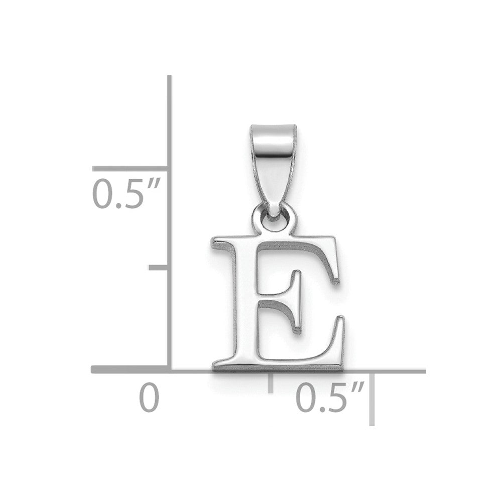 Sterling Silver Rhodium-plated Polished Block Initial -E- Pendant