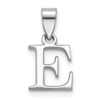 Sterling Silver Rhodium-plated Polished Block Initial -E- Pendant