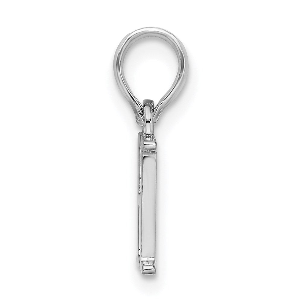 Sterling Silver Rhodium-plated Polished Block Initial -H- Pendant