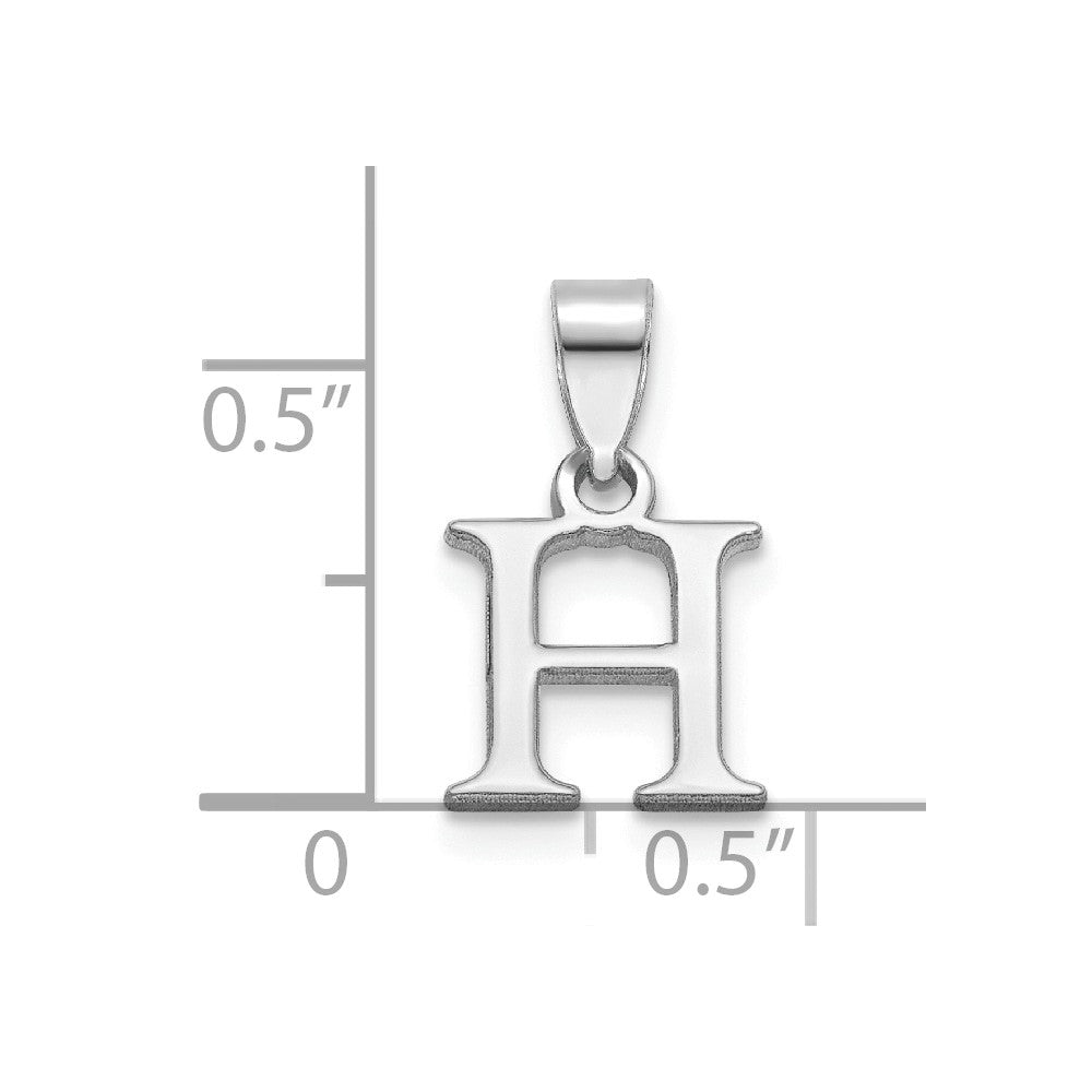 Sterling Silver Rhodium-plated Polished Block Initial -H- Pendant
