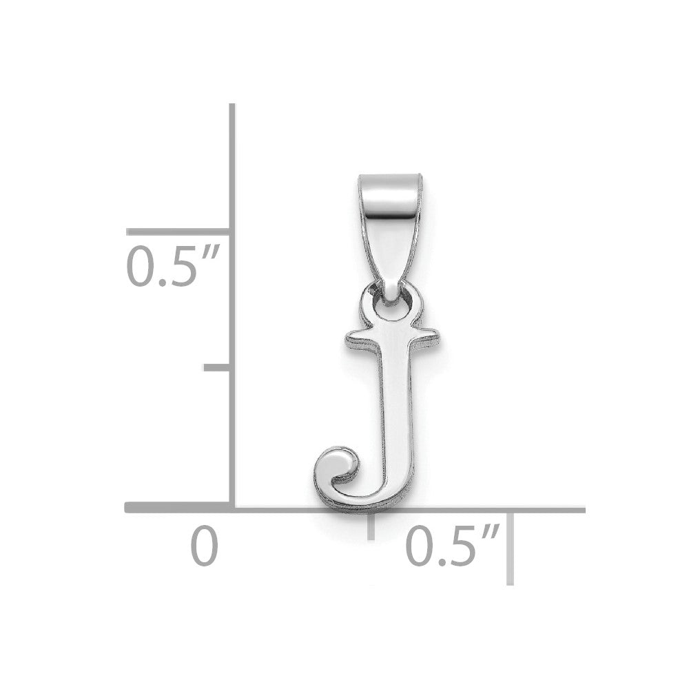 Sterling Silver Rhodium-plated Polished Block Initial -J- Pendant