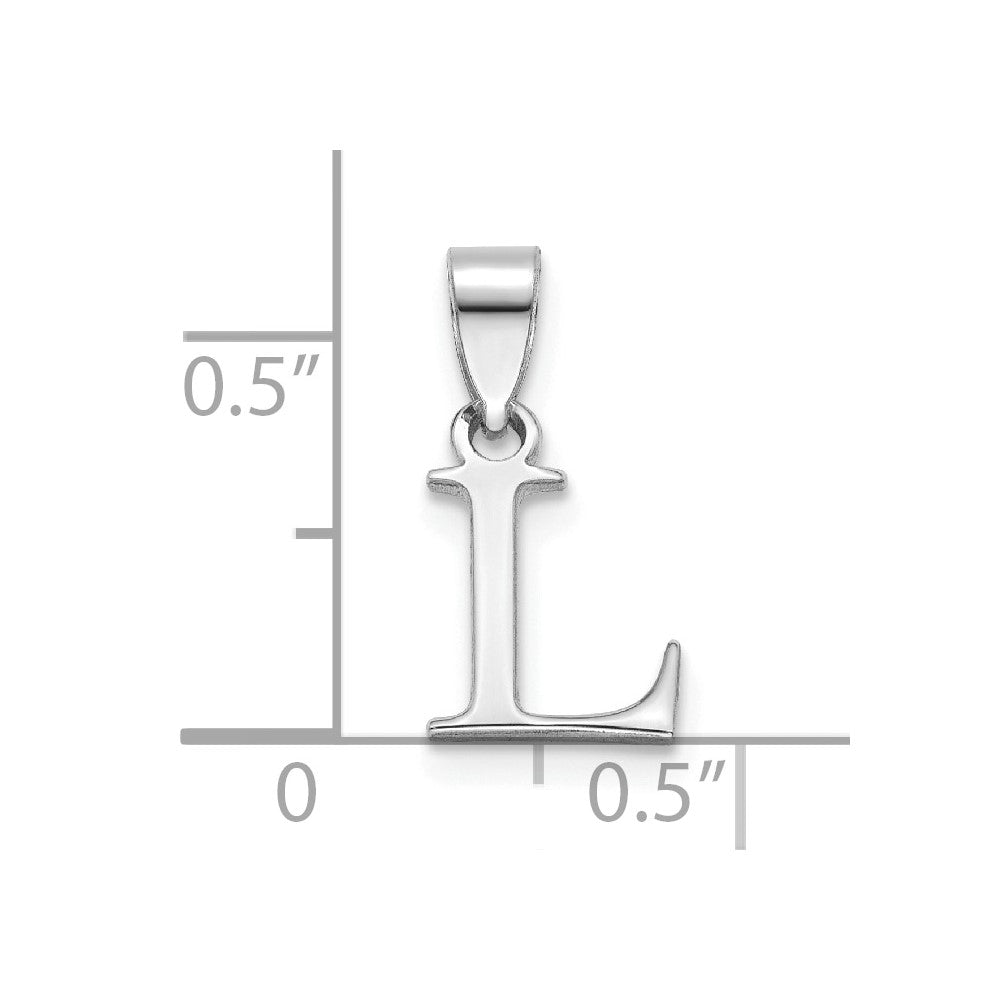 Sterling Silver Rhodium-plated Polished Block Initial -L- Pendant