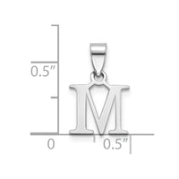 Sterling Silver Rhodium-plated Polished Block Initial -M- Pendant