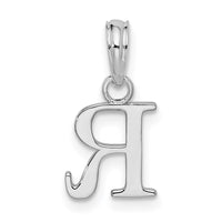 Sterling Silver Rhodium-plated Polished Block Initial -R- Pendant