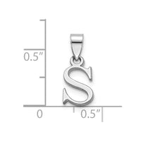 Sterling Silver Rhodium-plated Polished Block Initial -S- Pendant