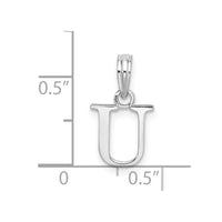 Sterling Silver Rhodium-plated Polished Block Initial -U- Pendant