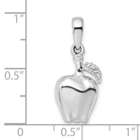 Sterling Silver Rhodium-plated Polished 3D Apple Pendant