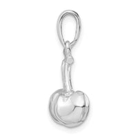 Sterling Silver Rhodium-plated Polished 3D Cherries Pendant