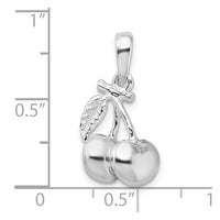 Sterling Silver Rhodium-plated Polished 3D Cherries Pendant