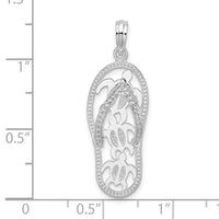 Sterling Silver Rhodium-plated 3D Cut-out Turtles Flip-flop Pendant