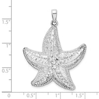 Sterling Silver Polished Diamond-cut Large Starfish Pendant