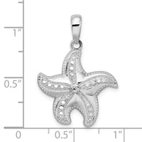 Sterling Silver Polished Diamond-cut Starfish Pendant