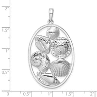 Sterling Silver Polished Shells Oval Pendant