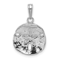 Sterling Silver Rhodium-plated Polished Sand Dollar Pendant