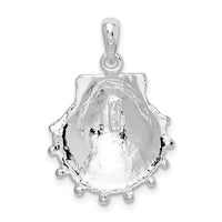 Sterling Silver Rhodium-plated Polished Large Lions Paw Shell Pendant