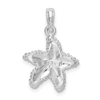Sterling Silver Rhodium-plated Polished  Beaded Starfish Pendant