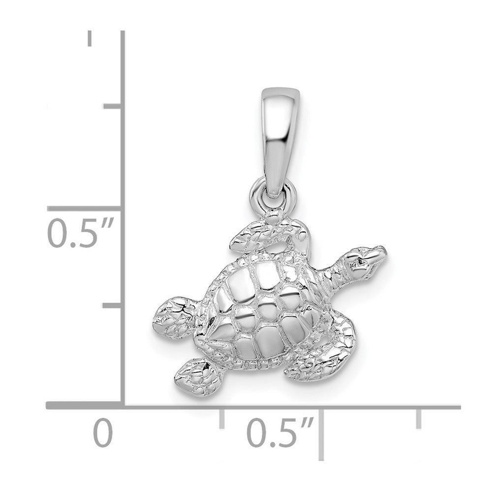 Sterling Silver Rhodium-plated Polished Sea Turtle Pendant