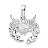 Sterling Silver Rhodium-plated Polished Stone Crab Pendant