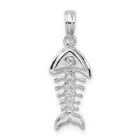 Sterling Silver Rhodium-plated Polished 3D Fishbone Pendant