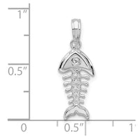 Sterling Silver Rhodium-plated Polished 3D Fishbone Pendant