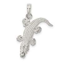 Sterling Silver Rhodium-plated Polished 3D Alligator Pendant