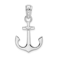 Sterling Silver Rhodium-plated Polished 3D Anchor Pendant