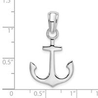 Sterling Silver Rhodium-plated Polished 3D Anchor Pendant