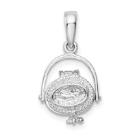 Sterling Silver Rhod-plated 3D Moveable Nantucket Basket Pendant