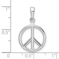 Sterling Silver Rhodium-plated Polished Peace Symbol Pendant