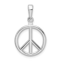 Sterling Silver Rhodium-plated Polished Peace Symbol Pendant