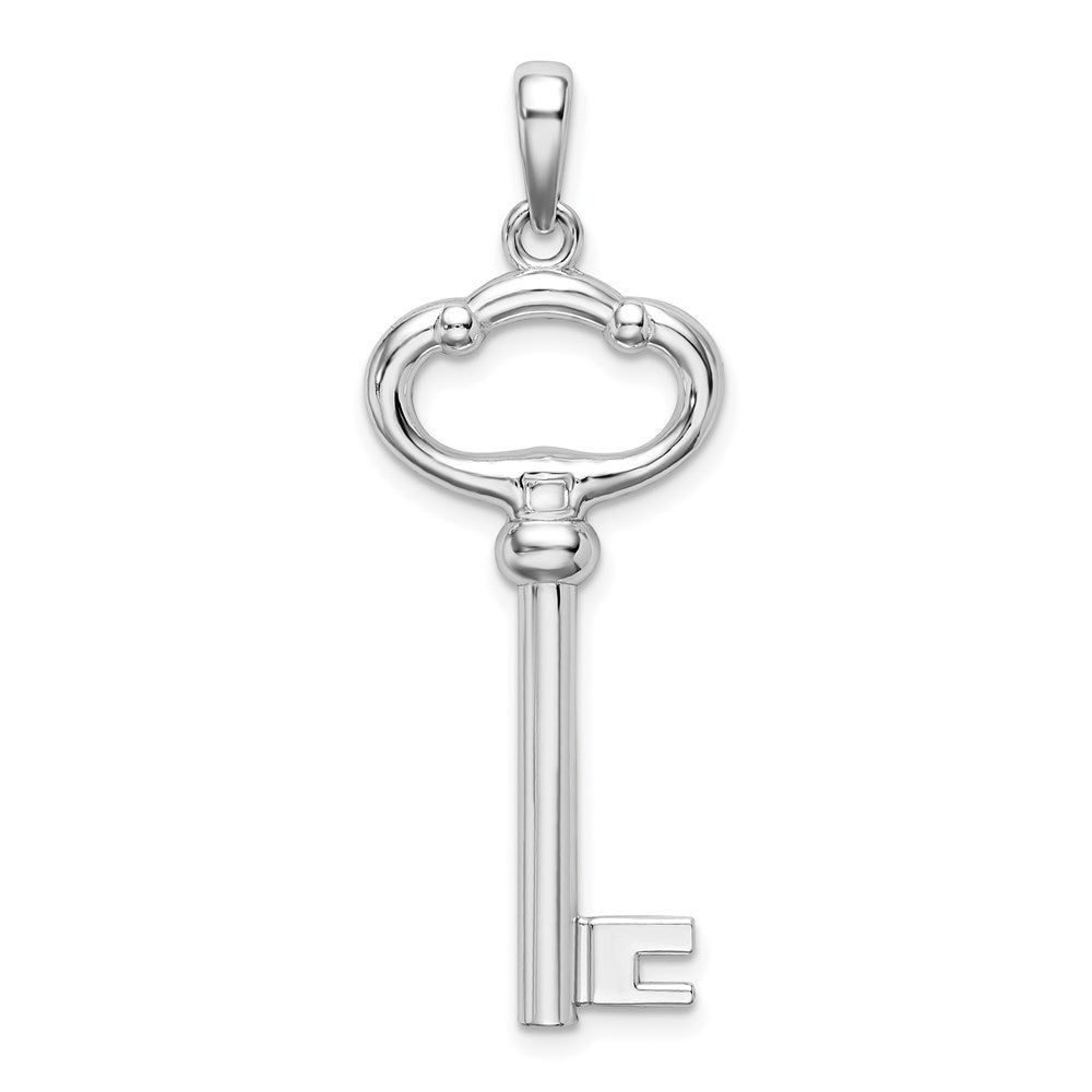 Sterling Silver Rhodium-plated 3D KEY TO MY HEART Key Pendant