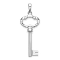 Sterling Silver Rhodium-plated 3D KEY TO MY HEART Key Pendant