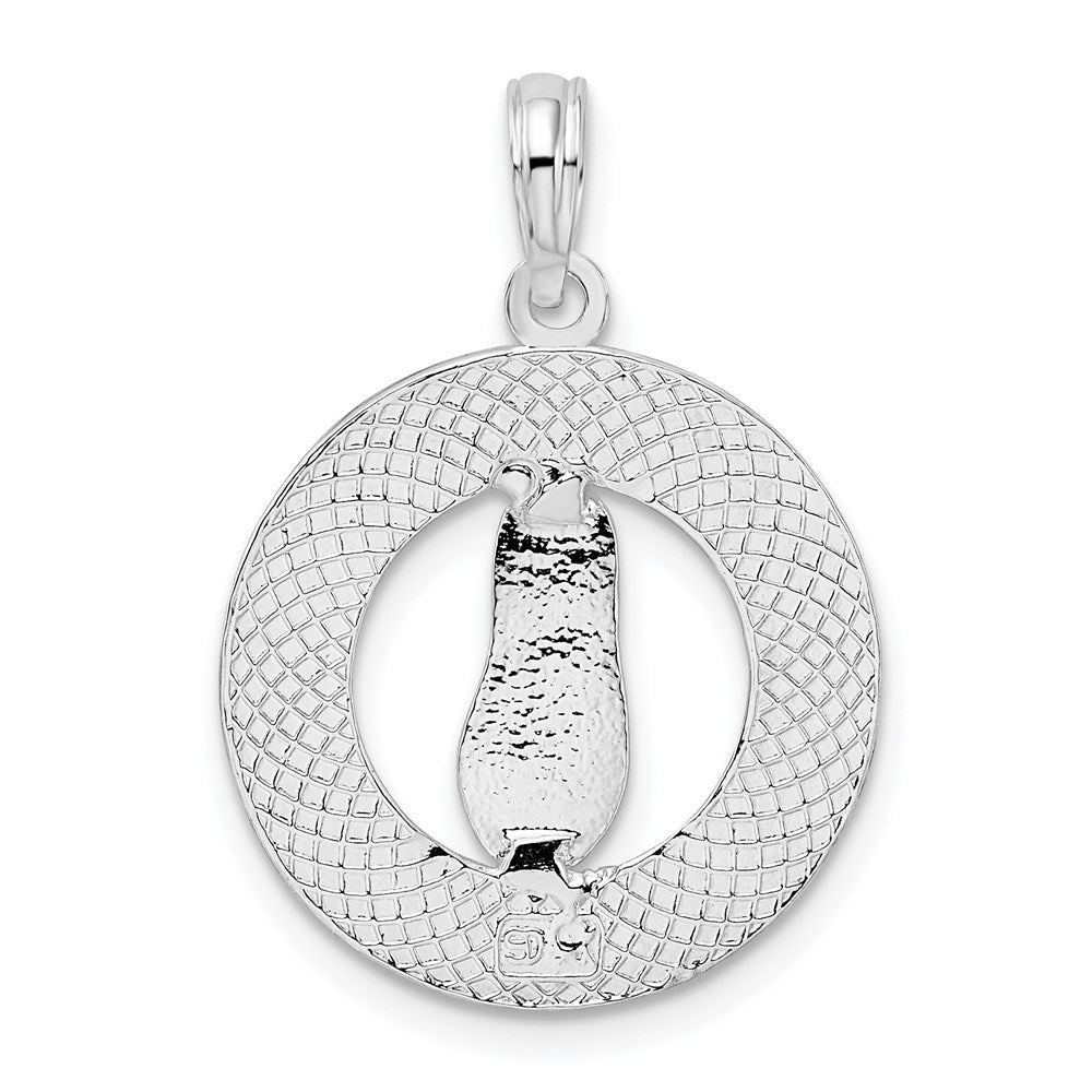 Sterling Silver Rhodium-plated Textured Siesta Key,FL w/Flip-flop Pendant