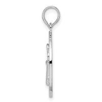 Sterling Silver Rhodium-plated Textured Siesta Key,FL w/Key Pendant