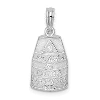 Sterling Silver Rhodium-plated Polished Small Key West USA Pendant