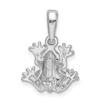 Sterling Silver Rhodium-plated Polished Frog Pendant
