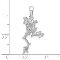 Sterling Silver Rhodium-plated Polished Jumping Frog Pendant