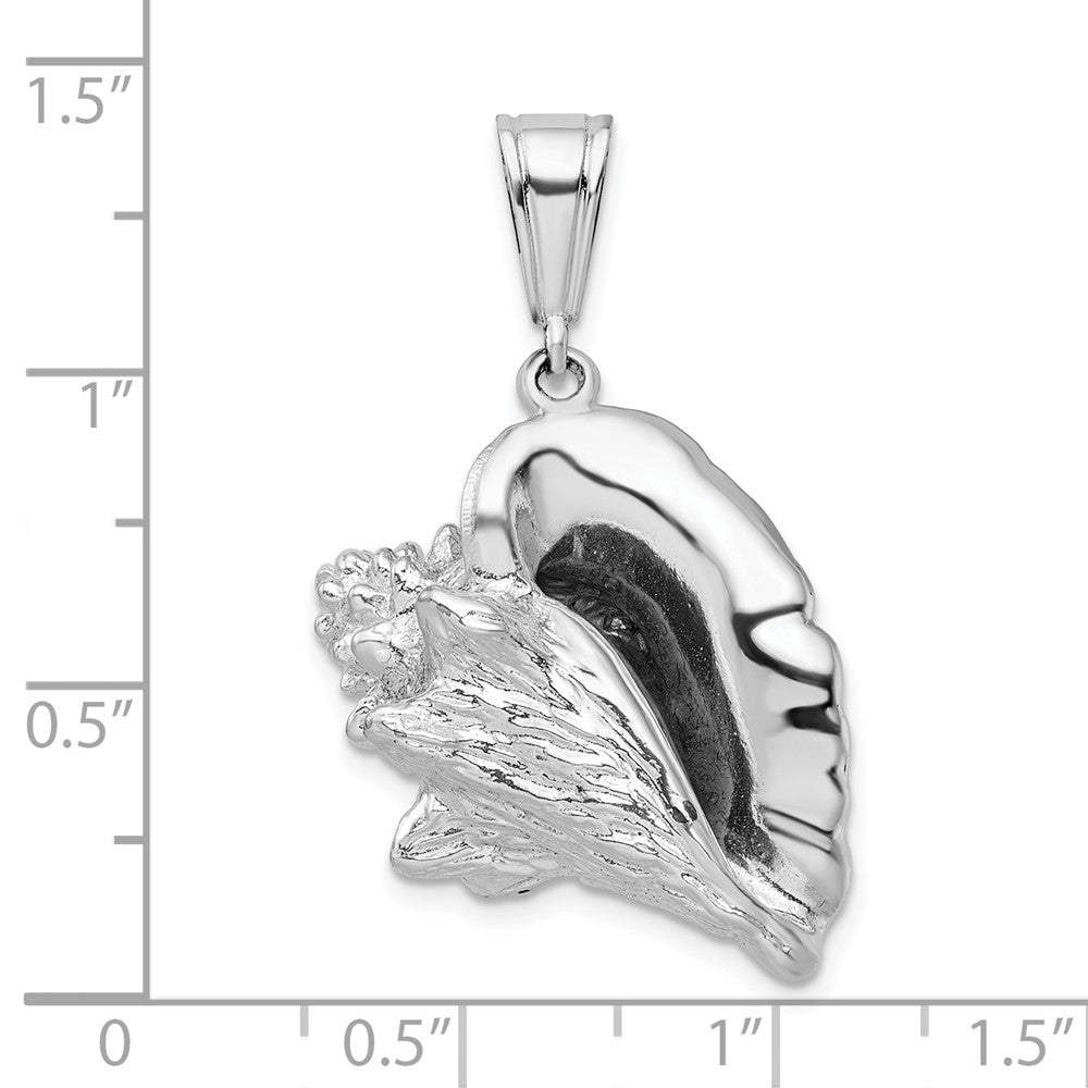 Sterling Silver Rhodium-plated Polished 3D Conch Shell Pendant