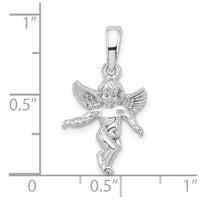 Sterling Silver Rhodium-plated Polished 3D Guardian Angel Pendant