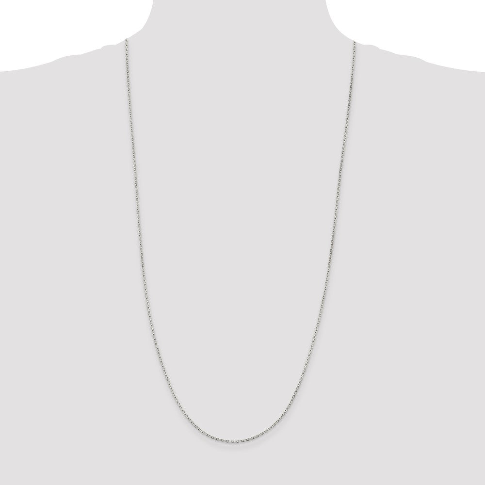 Sterling Silver Rhodium-plated 1.5mm Beveled Oval Cable Chain