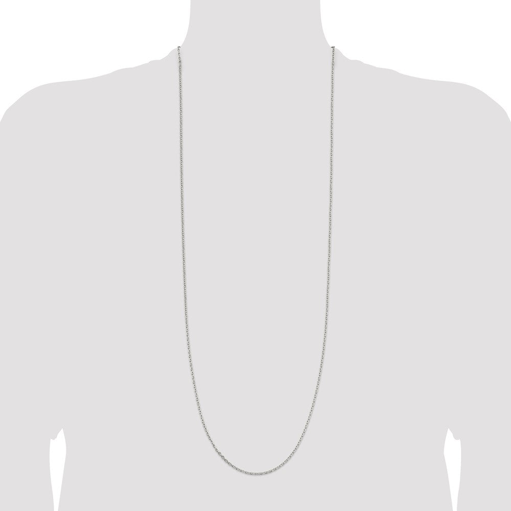 Sterling Silver 2mm Beveled Oval Cable Chain