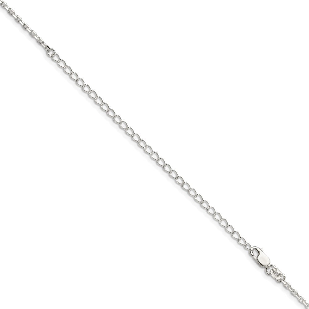 Sterling Silver 2mm Beveled Oval Cable Chain w/4in ext.