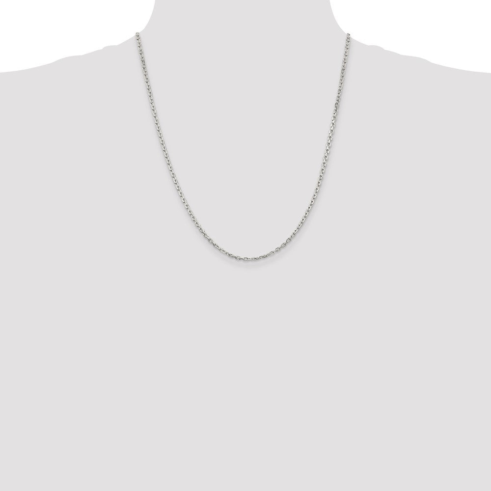 Sterling Silver 2.75mm Beveled Oval Cable Chain w/4in ext.