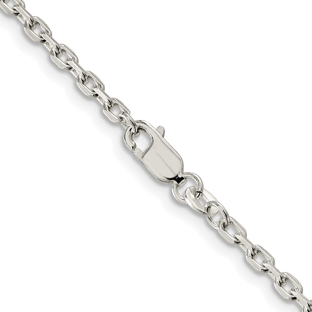 Sterling Silver Rhodium-plated 2.75mm Beveled Oval Cable Chain