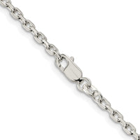 Sterling Silver Rhodium-plated 2.75mm Beveled Oval Cable Chain