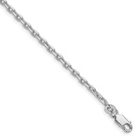 Sterling Silver Rhodium-plated 2.75mm Beveled Oval Cable Chain