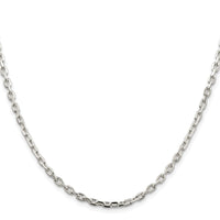 Sterling Silver Rhodium-plated 3.25mm Beveled Oval Cable Chain