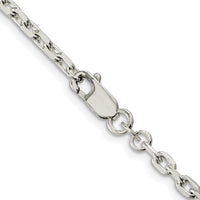 Sterling Silver Rhodium-plated 3.25mm Beveled Oval Cable Chain